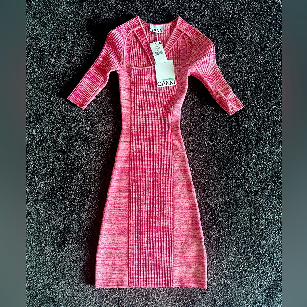 Ganni pink dress , fits on figure , size XXS fits XS and S